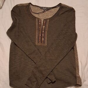 Miss Me Olive Knit Butterfly Top Size Small